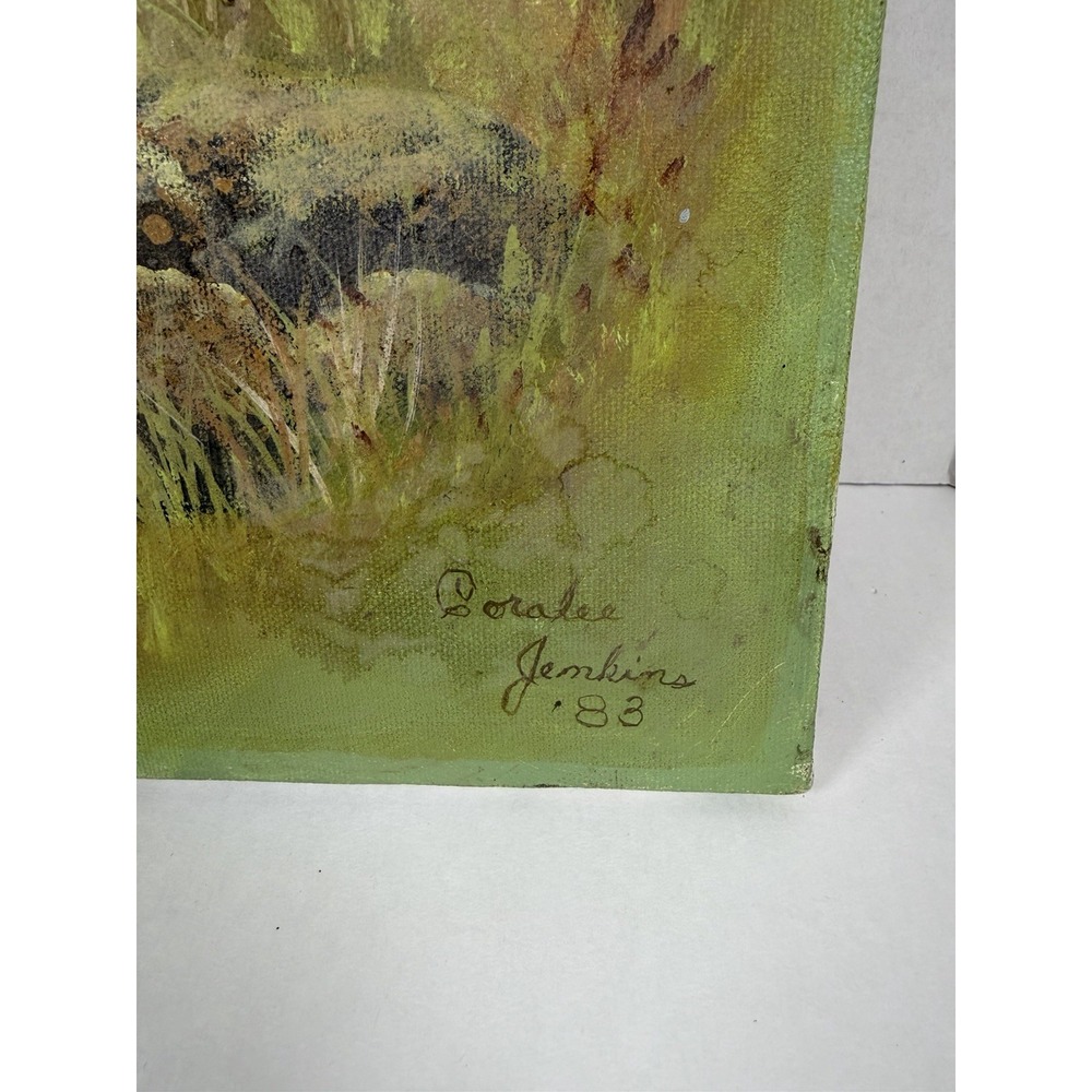 Original Oil Painting Trees Waterfall Landscape Signed On Canvas 14x18 - Picture 2 of 6